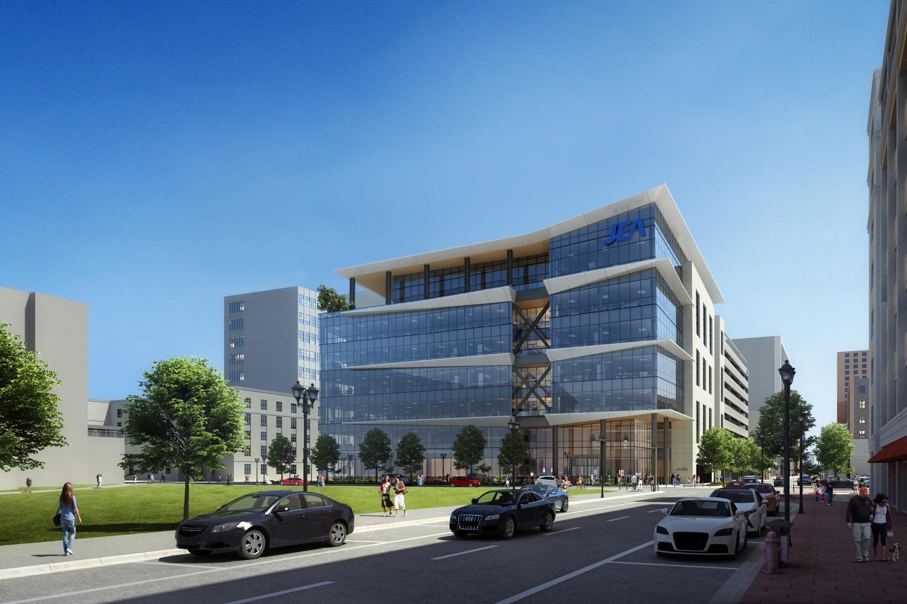 Renderings offer three developer visions for a new JEA headquarters